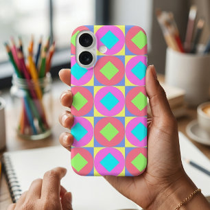 Coque Pour iPhone 16 Motif Abstrait Géométrique Psychédélique Vibrant