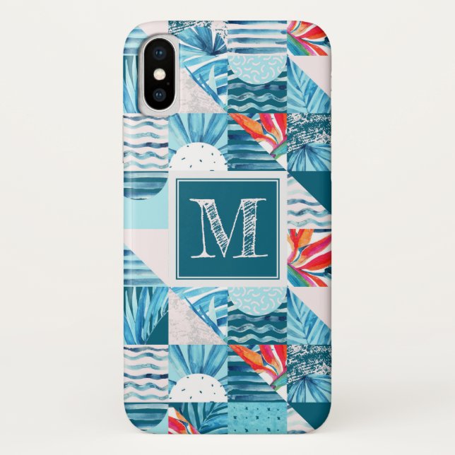 Coques Case-Mate iPhone Motif Abstrait géométrique Turquoise tropical (Dos)