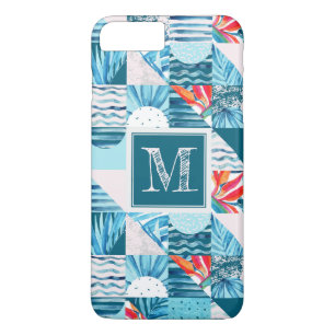 Coque iPhone 7 Plus Motif Abstrait géométrique Turquoise tropical