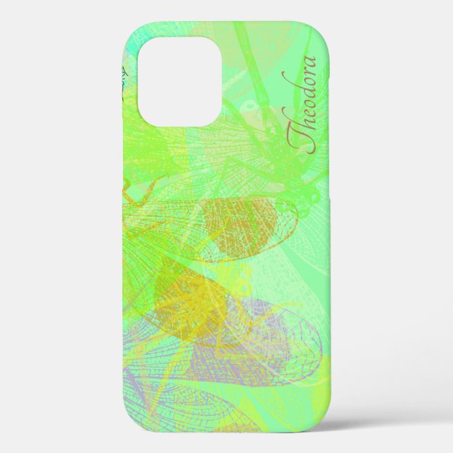 Coques Case-Mate iPhone Motif Abstrait Gold Dragonfly Blue Pastel (Verso)