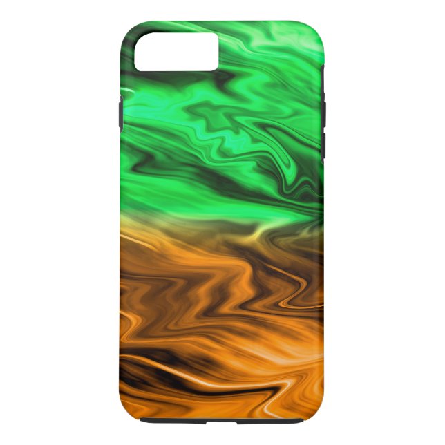 Coques Case-Mate iPhone motif Abstrait tacheté en vert orange (Dos)