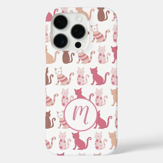 Coques Case-Mate iPhone Motif Amoureux des chats Monogram (Verso)