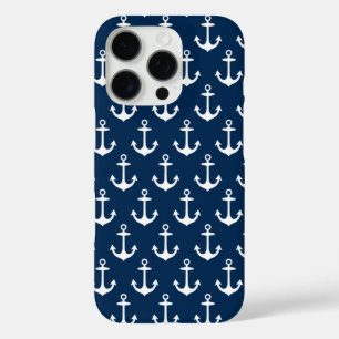 iPhone 16 Pro Case Motif Ancre bleu marine