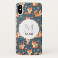 Motif animal de renard orange mignon Monogramme