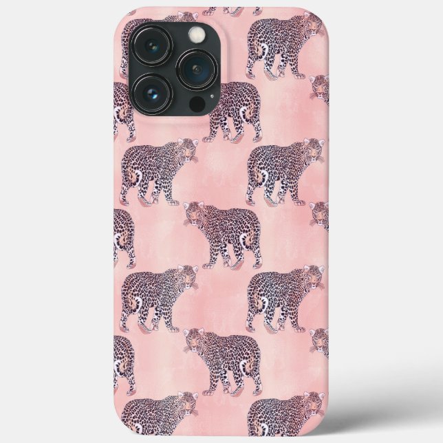 Coques Case-Mate iPhone Motif animal léopard rose moderne (Verso)
