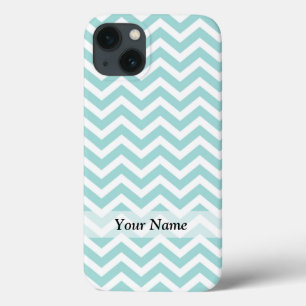 Coques Pour iPhone Motif Aqua et chevron gris