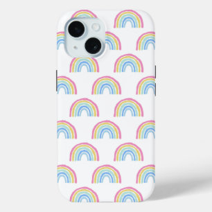 Coque Pour iPhone 15 Motif arc-en-ciel Pastel