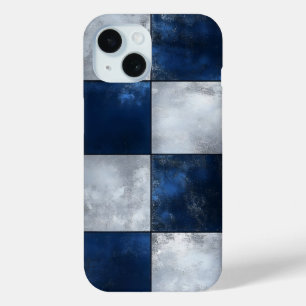 Coque Pour iPhone 15 Motif argent et bleu