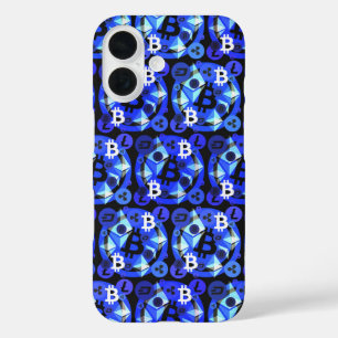 Coque Pour iPhone 16 Motif argent numérique CryptoCurrency Blue