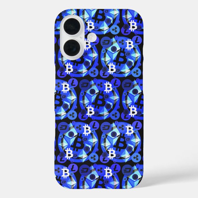 Coques Case-Mate iPhone Motif argent numérique CryptoCurrency Blue (Verso)