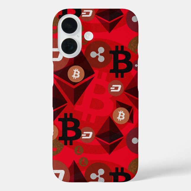 Coques Case-Mate iPhone Motif argent numérique rouge CryptoCurrency (Verso)