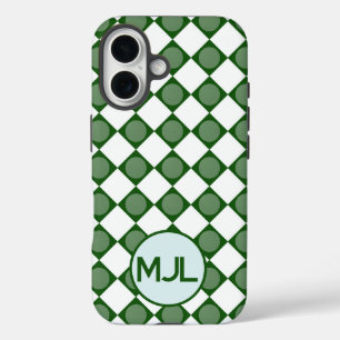 Coque Pour iPhone 16 Motif Argyle Classique avec Monogramme Personnalis