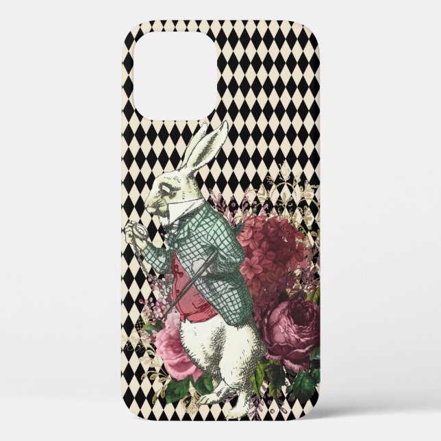 Coques Case-Mate iPhone Motif arlequin à lapin d'Alice (Verso)