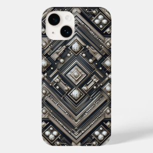 Coque Pour iPhone 14 Motif Art Déco Géométrique Diamant de Luxe Doré