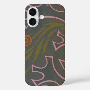 Coques iPhone 16 Motif Art Déco Rétro Jazz Rose Orange Gris Lignes