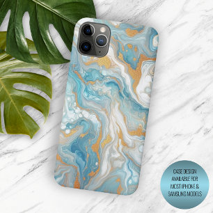 Coque iPhone 15 Pro Max Motif Artistique Moderne Aqua Turquoise Bleu Sardo