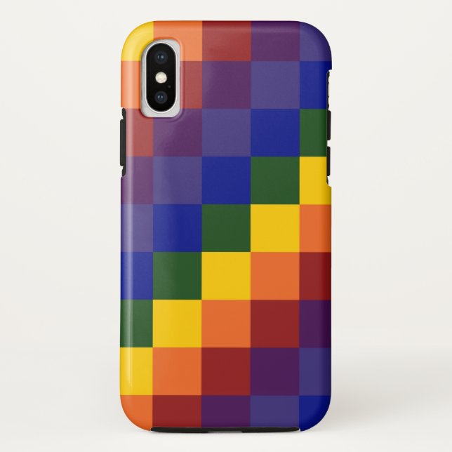 Coques Case-Mate iPhone Motif audacieux de damier d'arc-en-ciel (Dos)