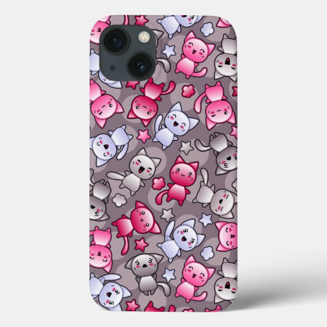 Coques Case-Mate iPhone motif avec chats kawaii doodle mignon (Verso)
