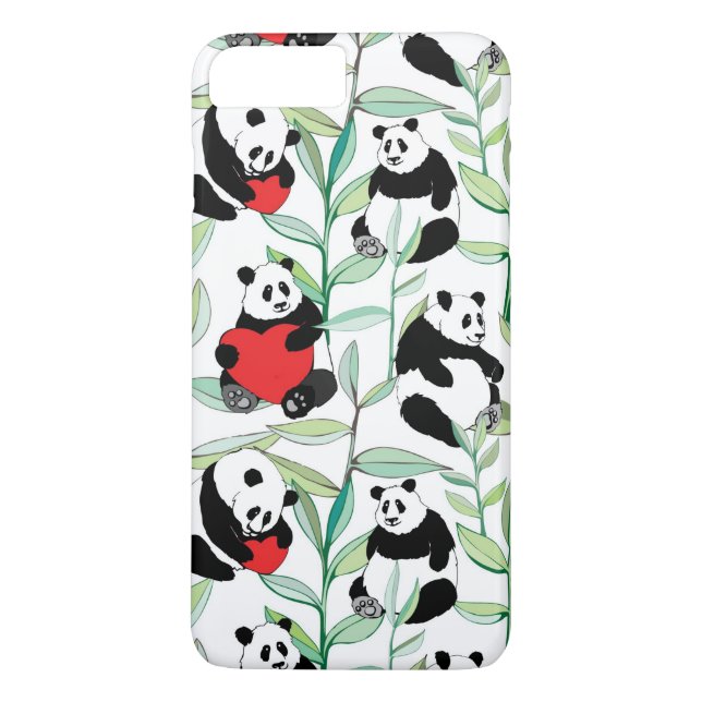 Coques Case-Mate iPhone motif avec de beaux pandas avec des coeurs (Dos)