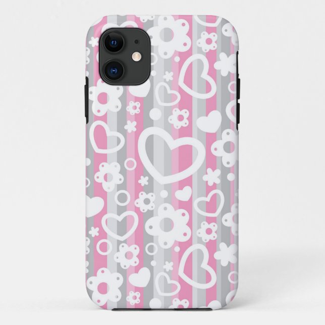 Coques Case-Mate iPhone Motif avec des coeurs et des fleurs (Dos)