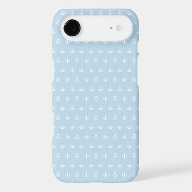 Coques Case-Mate iPhone Motif avec les ancres blanches sur le bleu (Verso)