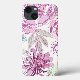 iPhone 13 Case Motif avec les fleurs roses
