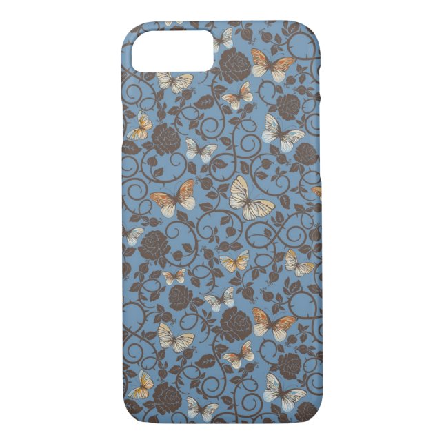 Coques Case-Mate iPhone motif avec les roses et le papillon (Dos)