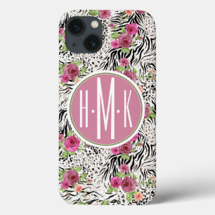 iPhone 13 Coque Motif avec Poster de animal   Monogramme