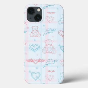 Etui iPhone 13 motif bébé avec ours en peluche
