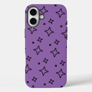 Coques iPhone 16 Plus Motif Black violet d'étoiles esthétiques