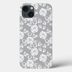 Case-Mate iPhone Case Motif blanc de dentelle sur l'arrière - plan gris