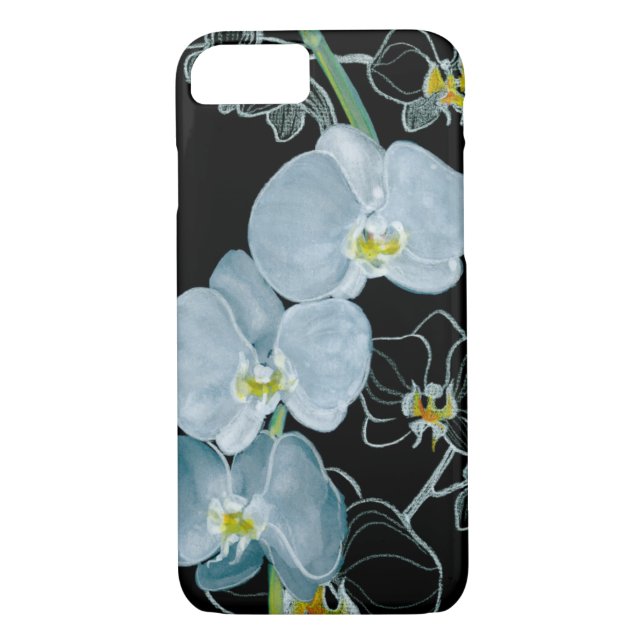 Coques Case-Mate iPhone Motif blanc d'orchidées d'aquarelle (Dos)