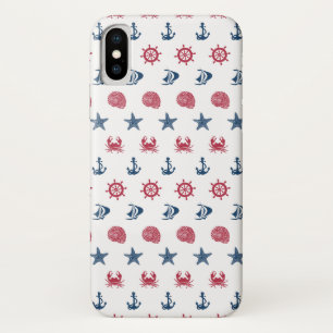 Case-Mate iPhone Case Motif blanc et bleu rouge de symbole de mer