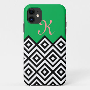 Case-Mate iPhone Case Motif blanc et vert noir moderne de Chevron