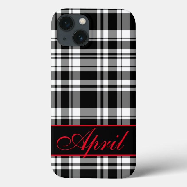 Coques Case-Mate iPhone Motif blanc noir | monogrammed (Verso)