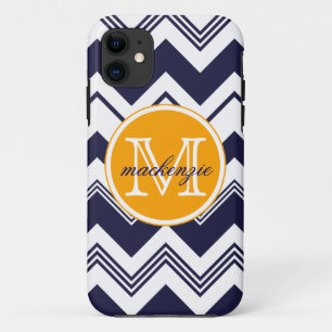 Coques Pour iPhone Motif blanc nommé de Chevron de bleu marine de