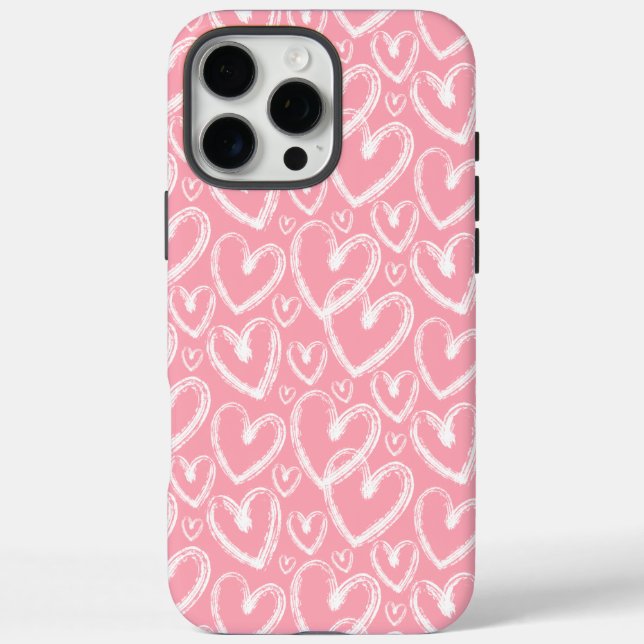 Coques Case-Mate iPhone Motif blanc rose-coeur moderne (Verso)