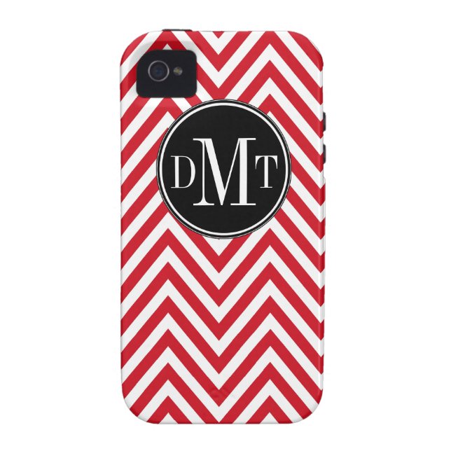 Coques Case-Mate iPhone Motif blanc rouge de Chevron de monogramme de (Dos)