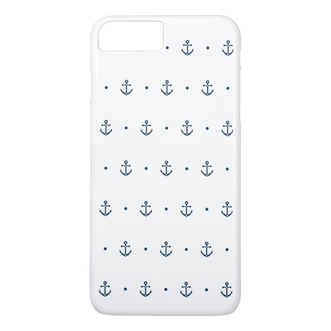 Coques Case-Mate iPhone Motif bleu blanc d'Ancre nautique (Dos)