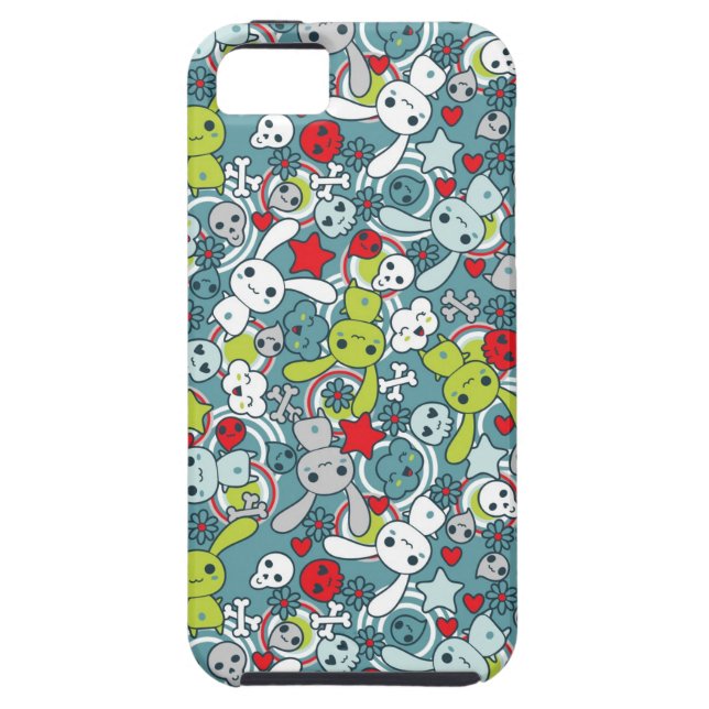 Coques Case-Mate iPhone motif bleu de kawaii (Dos)