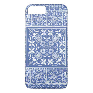 Coque iPhone 7 Plus Motif bleu et blanc élégant de la Renaissance