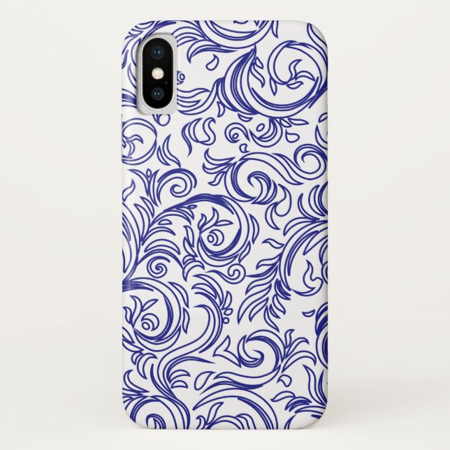 Coques Case-Mate iPhone Motif bleu et blanc rétro (Dos)
