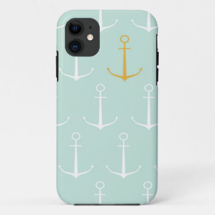 Coques Pour iPhone Motif bleu girly de très bon goût d'ancre d'ancres
