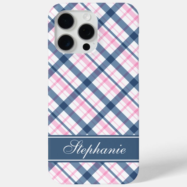 Coques Case-Mate iPhone Motif bleu marine et rose (Verso)