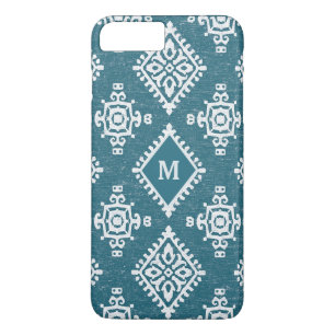 Coque iPhone 7 Plus Motif bleu turquoise du monogramme   Amadora