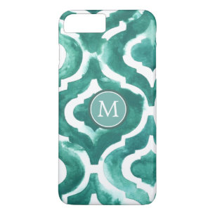 Coque Case-Mate Pour iPhone Motif bleu vert IV du monogramme  