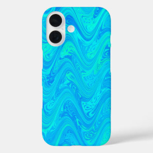 Coque Pour iPhone 16 Motif bleu vert marbré