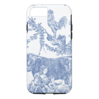 Coques Pour iPhone Motif bleu vintage de Toile - vache et rôle