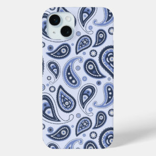 Coque iPhone 15 Mini Motif Blue Paisley