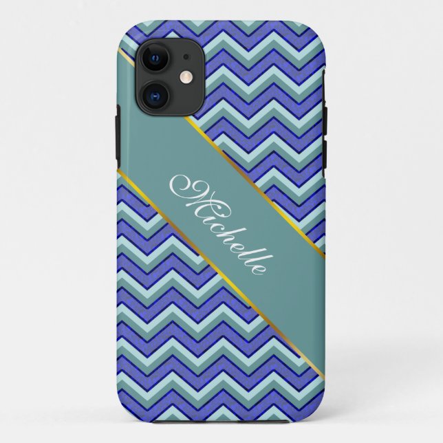 Coques Case-Mate iPhone Motif Blue Sapphire Chevron (Dos)